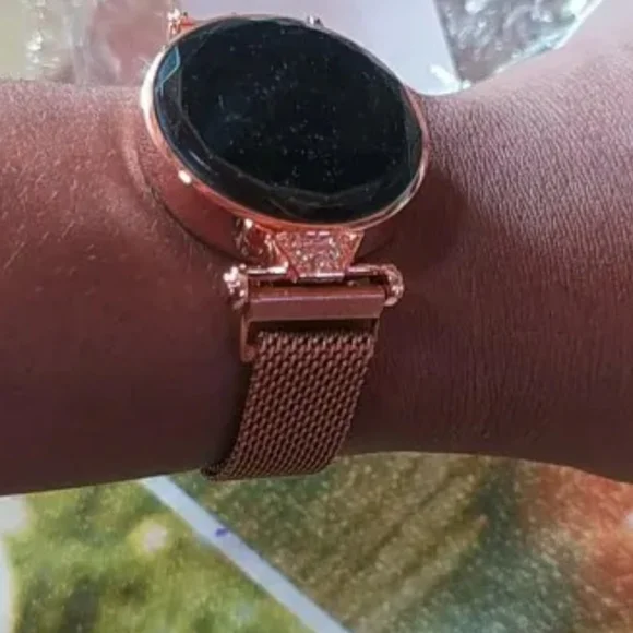 Rose Rhinestone Gold Buckle Mesh Belt LED Watch - Picture 4 of 4